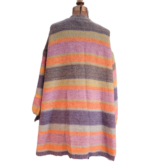 Anthropologie Oliver. O Mohair Blend Colorful Pastel Striped Cardigan Sweater - Picture 5 of 8